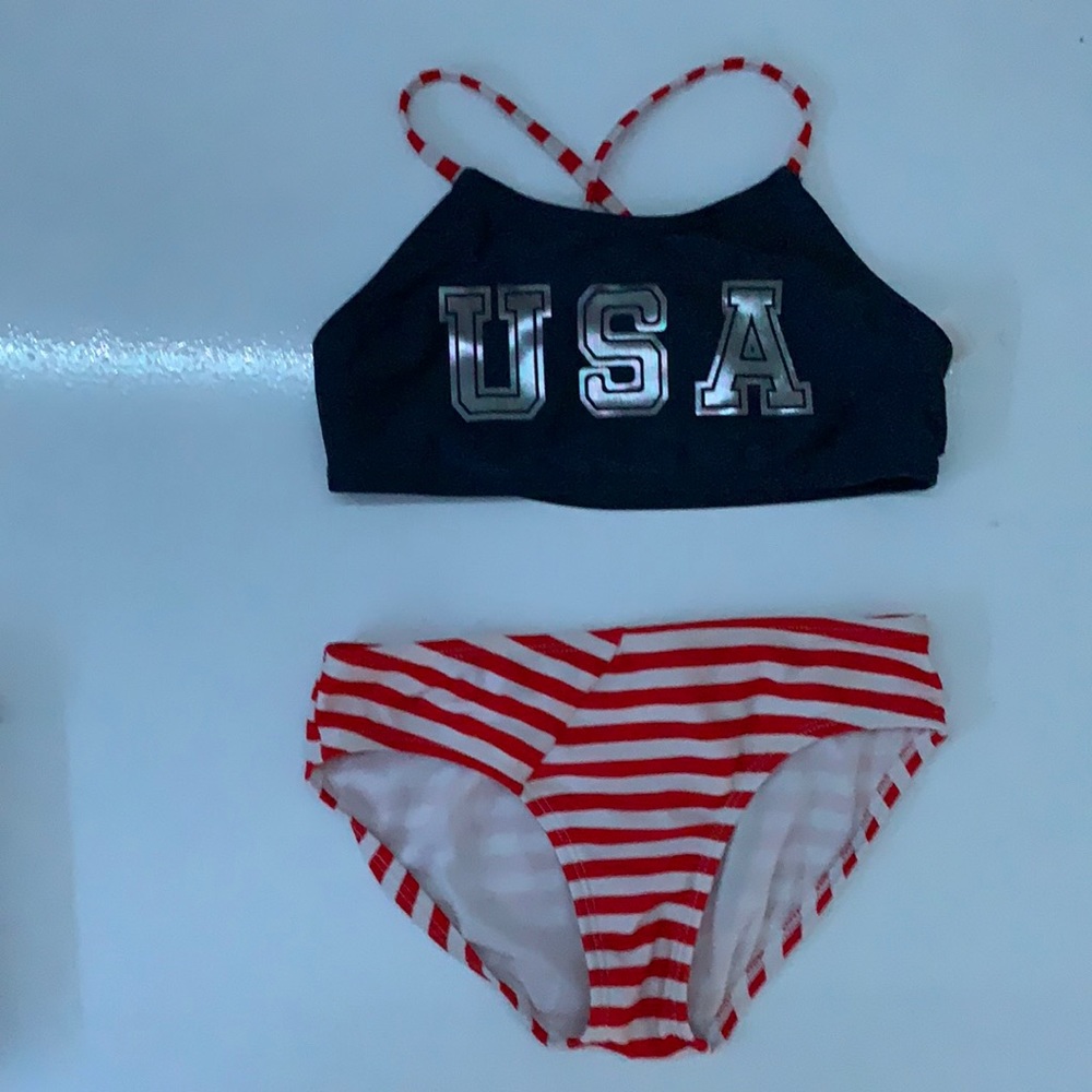 Red, White, Blue, USA swimsuit. 2 piece
